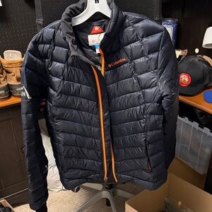 Columbia Dark Blue Jacket with Bright Orange Trim (as is)